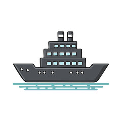 Fototapeta premium Cartoon Cruise Ship Voyage Illustration, Marine Transportation, Sea Travel