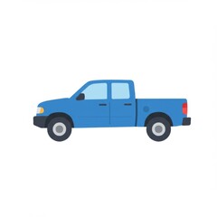 Fototapeta premium Blue Pickup Truck Side View Illustration