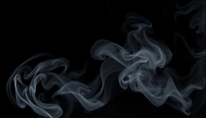 Thick, swirling grey smoke billows against a black background,  steam,   industrial smoke