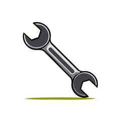 Illustration of a double open ended wrench with grey highlights, for construction and maintenance or a DIY project