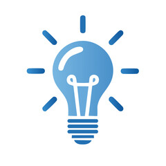 Fototapeta premium Blue lightbulb icon representing an idea or innovation with visible radiating lines
