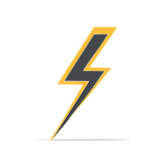 Stylized Lightning Bolt Illustration, Electrical Power Symbol with Dynamic Energy Design, Yellow and Black