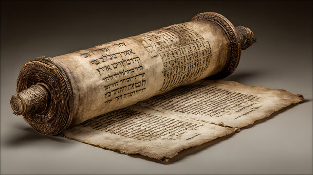Old manuscript parchment Hebrew text ancient biblical scroll prophets 