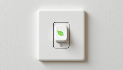 Fototapeta premium eco power switch design, single toggle marked with leaf symbol
