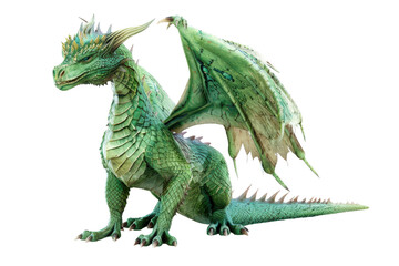 Fantasy style enchanted dragon creature isolated on transparent background