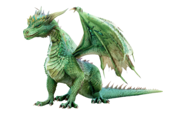 Fantasy style enchanted dragon creature isolated on transparent background