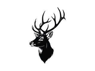 silhouette vector illustration of a deer head isolated with white background 