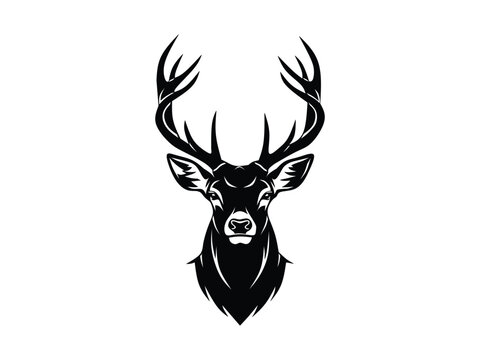 silhouette vector illustration of a deer head isolated with white background 