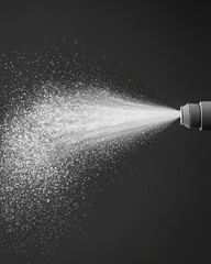 Canister spray substance Close-up of spray nozzle dispersing fine mist on a dark background, perfect for culinary applications.