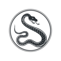 Obraz premium Serpentine Emblem Dangerous Reptile Snake Coiled Animal Symbol Venomous Creature Design