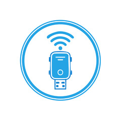 Wireless USB Adapter Icon Displaying Connectivity in a Circular Frame Design