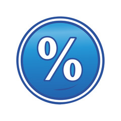 Shiny Blue Button Displaying a Percentage Symbol, Icon for Sales and Discounts, Retail Promotions, Shopping Deals