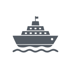 Obraz premium Cruise Ship Icon Illustration, Ocean Liner Silhouette Vector, Sea Travel Icon