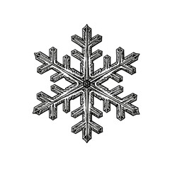 Detailed elegant snowflake for Christmas and New Year decoration — vintage sketch doodle vector illustration  png