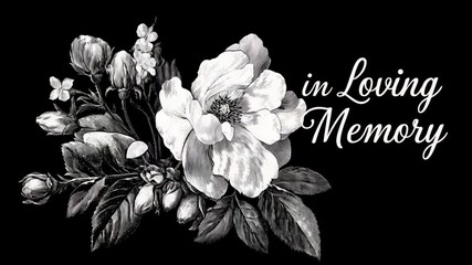 condolence card with flowers in loving memory illustrated animation