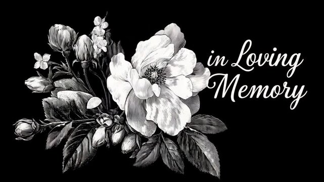 condolence card with flowers in loving memory illustrated animation
