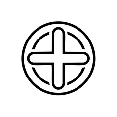 Obraz premium Vector Symbol Geometric Shape Round Cross Icon Medical Health Pharmacy Sign in Black and White