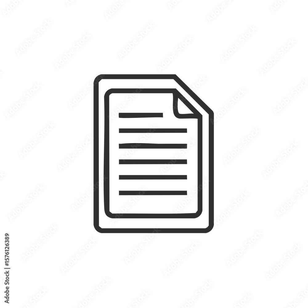 Fototapete document line art sheet of paper with text lines minimalist outline style