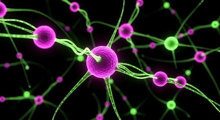 Network of neurons with glowing connections illustrating neural communication