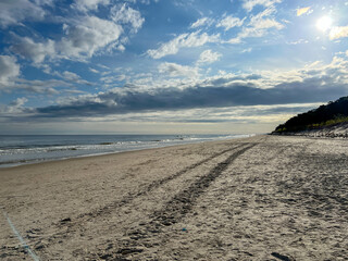 Empty Baltic beaches in May are perfect for walking. The area around Mrzezyno