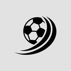 Obraz premium Soccer Ball Silhouette with Dynamic Motion Lines on White Background