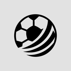 Stylized soccer or football ball logo in motion with dynamic speed lines, perfect for sports branding, team emblems, game-related designs, or tournament logos.