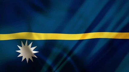Hoisting the Nauru national flag as a symbol of the country, symbolizing national sovereignty and pride, with drapery gently blowing in the wind