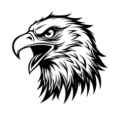 Obraz premium Fierce eagle head illustration in black and white tattoo style