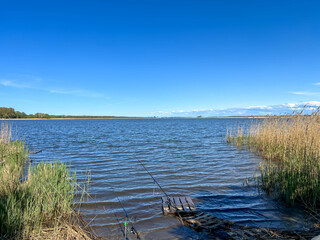 Lake Resko Przymorskie - a coastal lake of the Baltic Sea on the Trzebiatowskie Coast,  in the Trzebiatow commune in Poland