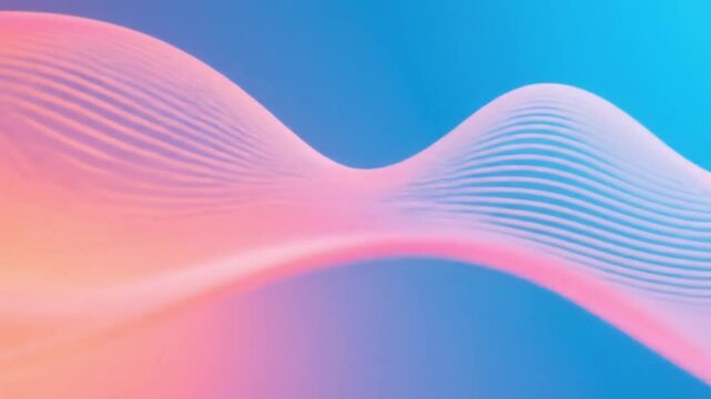 Soft pastel waves forming fluid curves over pink-blue background, creating a suitable visual for elegant product design, calming aesthetics, or abstract branding motion footage.