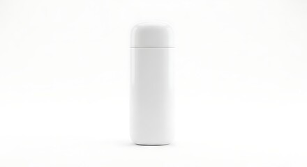 Sleek white thermos bottle on a clean white background, ideal for mockup usage