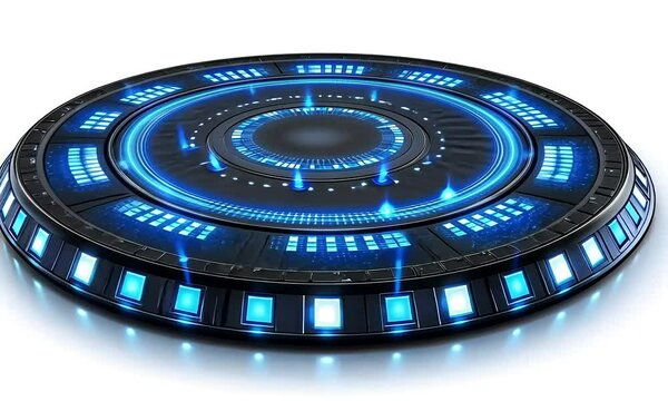Futuristic Circular Platform with Blue Lighting