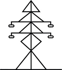 microgrid  icon vector line art on transparent background