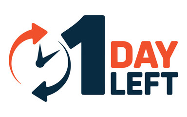 Promotional Graphic with Clock and Number One Announcing a One Day Countdown Before Event