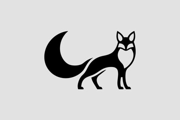 Fototapeta premium Stylized fox with paw print vector logo icon for wildlife brand identity