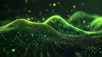 Abstract representation of dynamic, glowing green waves.