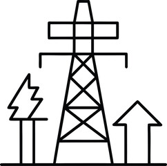 clean energy infrastructure icon vector line art on transparent background