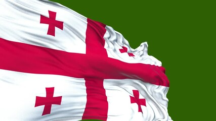 flag of Georgia. close up of Georgia flag blowing in the wind. Georgia flag loop. green screen