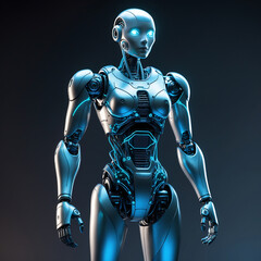 Fototapeta premium Robot Android Cyborg Futuristic Technology Standing