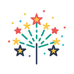 Fireworks Icon Vector – Celebration and Festival Symbol Isolated on White Background