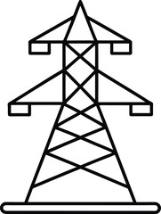 electric power grid icon vector line art on transparent background