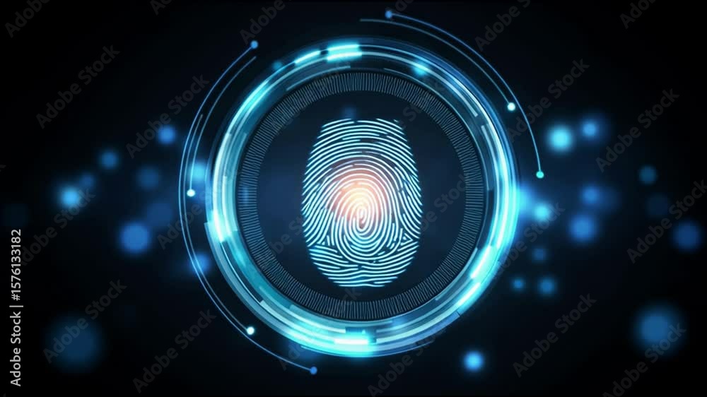 Poster fingerprint biometric security technology digital identification authentication scan futuristic acce