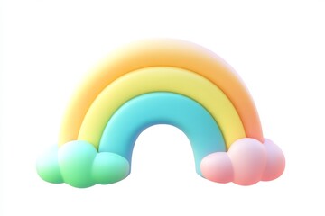 3D cartoon rainbow slide icon with chromatic gradient, ultra high definition isometric view on white background