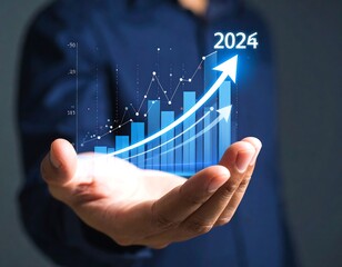 Hand holding a growing graph