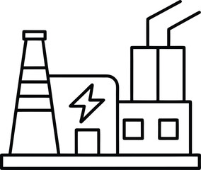 energy production factory icon vector line art on transparent background