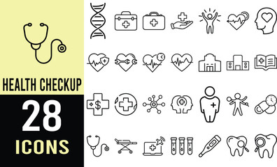 Collection of Healthcare and Medical Line Icons: Perfect for Websites and Applications