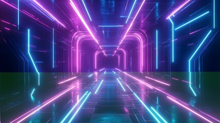 Futuristic neon tunnel with vibrant colors.