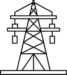 power substation icon vector line art on transparent background