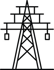 power substation icon vector line art on transparent background