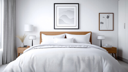 Modern minimalist bedroom design with neutral tones and natural light